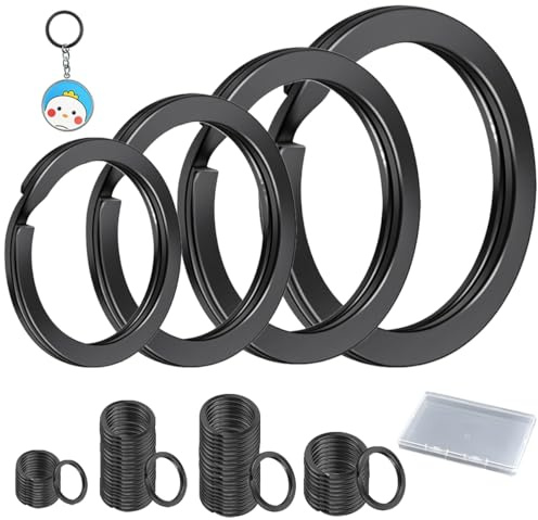 60 Piezas Anillas Llaveros de Acero Inoxidable 20mm/25mm/30mm/35mm Anillas Planas para Llaveros, Key Rings para Llaves, Manualidades