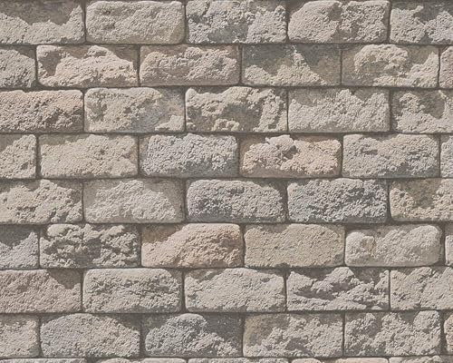 TRANS - PAL 2X Beige 3D Brick Wallpaper – Sandstone Block Effect – Dekora Natur 6 – Washable Textured Paper Wall Covering – 2 Rolls 53cm x 10m – Loft Wall Style