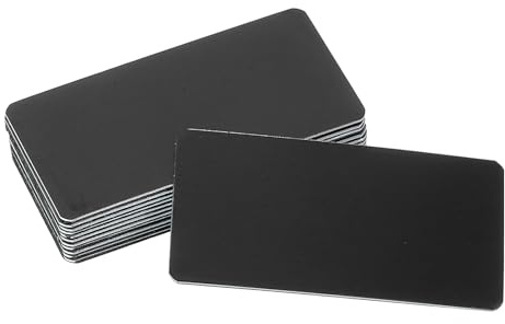 sourcing map Lot de 12 plaques nominatives vierges de 6,1 x 3 cm en métal gravé au laser - Adhésif puissant - Plaques vierges personnalisées en aluminium anodisé - Pour panneaux, loisirs créatifs