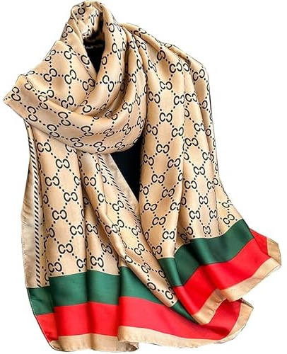 FairyCity Luxury Silk Scarf with Geometric Pattern, summer shawls for women lightweight Scarves Fashion Accessory