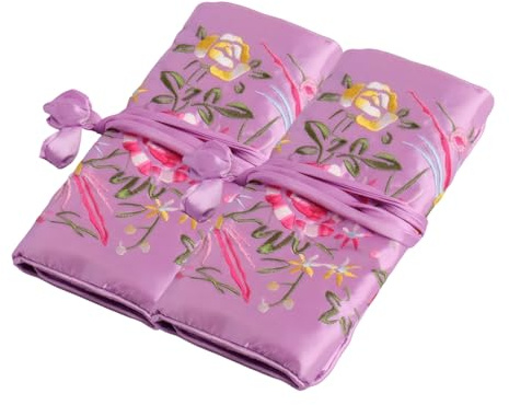 XLTXWD Jewellery Rolls for Travelling, Travel Jewellery Pouch, Jewellery Organiser with Decorative Embroidery, Compact Storage for Necklaces, Rings, and Bracelets, Lightweight and Portable