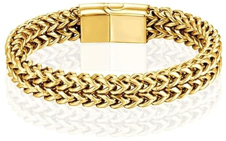 LGT JWLS Herrarmband - dubbel kedja rostfritt stål, guld-19 cm