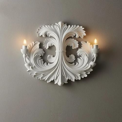Genérico Lámpara de pared, Lámpara de pared yeso con diseño francés V-intage, LED E12, ambiente romántico, for sala estar, dormitorio, fondo cafetería