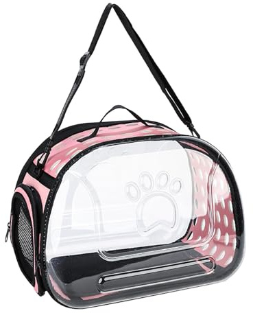 CLSSLVVBN Transparente Katzen Transporttasche, Haustier Luftpolstertasche für Spaziergänge mit Kätzchen, kleinen und mittelgroßen Hunden, Gold L, Rosa