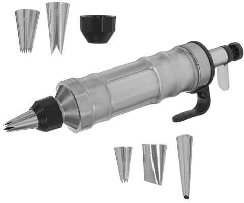 MOLUCKFU Siringa per Dolci in Acciaio Inox 304, Strumento per Decorare Torte e Biscotti, Pompa per Biscotti Smontabile e Facile da Pulire, Utensile da Cucina per Dolci Fatti in Casa