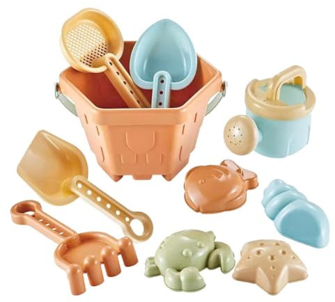 Kids Beach Toys Set Beach Bucket And Spade Seahorse and Starfish Molds Sand Gir Sand Watering For Kids Can Boys Toys Shovels