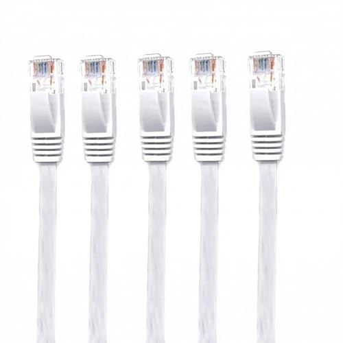 JZK 5 pezzi Bianco 1M Cavo Ethernet, cavo di rete LAN ad alta velocità Cat 6 1000 Mbps, cavo Internet con connettori RJ45, cavo patch piatto UTP, per modem, router, Smart TV, laptop, switch