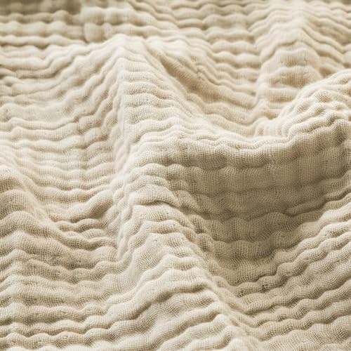 YBOEG Muslin Decke Erwachsene Sommer, Muslindecke Sommer Erwachsene, Sanfte Muslin Decke 6 Lagig, Lightweight Breathable Muslin Blanket in Groß für Sofa, Bett, Sessel (Beige,150×200 cm)