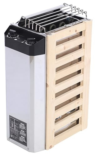 Calentador eléctrico de sauna, estufa de sauna de acero inoxidable de 3 kW con control interno, protección de corte y sobrecalentamiento para el hogar u hotel, spa, ducha, bañera