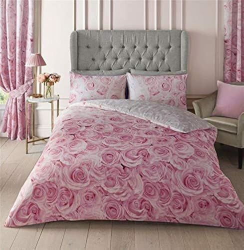 Homemaker Bedding® duvet set flowers pink roses quilt cover & pillow cases (King)