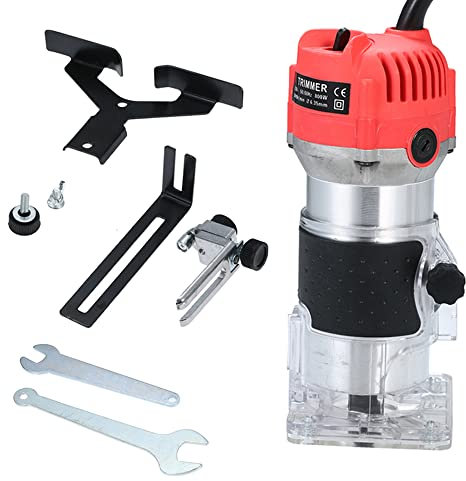 Weytoll Professional Kantenfräse, 800W 30000 U/min Oberfräse für Holzbearbeitung, Einhandfräse mit transparenter Basis, Kantenfräse Trimmer Einhandfräse Kantenfräse, Profi-Laminiergerät mit Zubehör