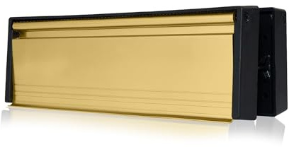 Xfort MailPlate 10 Letterplate Polished Brass, Premium Draught Proof Postal Letterbox, Telescopic Sleeved Letter Box for uPVC Doors with 20-40mm Door Thickness