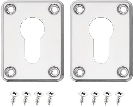 VGOL 2 Ensembles Réparation Écusson Clé Trou Couverture Remplacement Acier Inoxydable Carré Trou de Serrure Plaque Couverture Accessoires Maison pour Porte, Argent