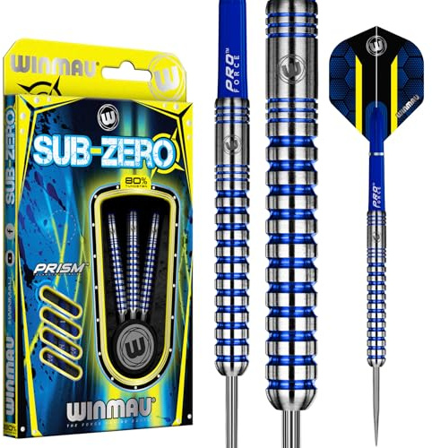 WINMAU Darts Sub-Zero 24g Professional Steeltip Tungsten Darts Set with Flights and Shafts (Dart Stems)