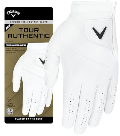 Callaway Golf Tour Authentic - Guanto da golf da uomo 2025, mano sinistra per golfista destro, M, bianco
