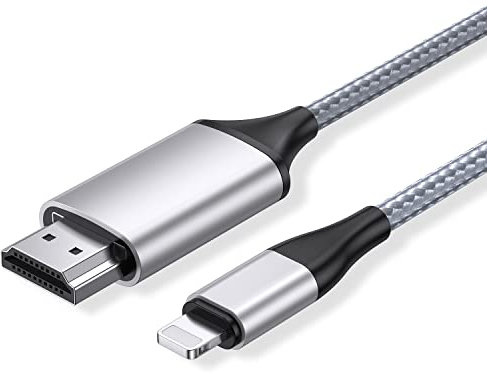 dibdib Cable HDMI para iPhone, cable AV digital 1080p para pantalla de proyector TV compatible con teléfono 14 13 12 11 SE XS XR X 8 7/iPad, Plug and Play,2 m, plateado