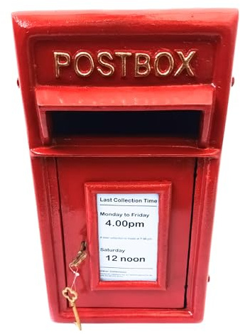Traditional Red Postbox, Last Collection Times: Mon-Fri 4.00pm, Sat 12 noon
