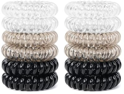KGDUYC 12 bandas elásticas para el cabello con espiral de plástico, cables elásticos para teléfono y mujeres