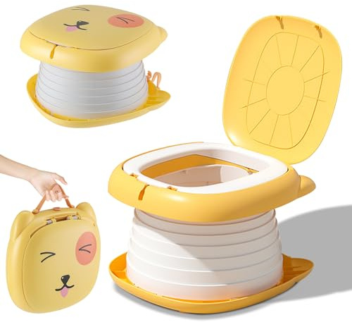 Faltbarer Toilettensitz Kinder,Töpfchen Falttoilette Kinder,Tragbares Reise-Klapptöpfchen,Toilettensitz für Kinder,Reisetoilette Kinder,Travel Töpfchen,Kindertoilette für Mobile Toilette (Orange)