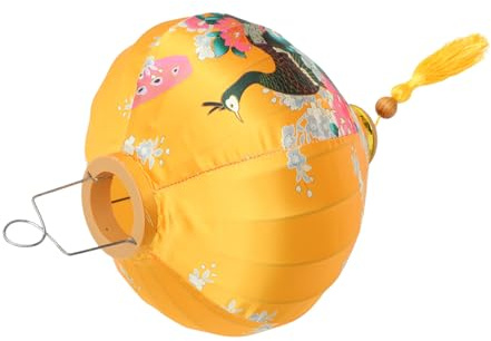STOBAZA Farol Colgante Vietnamita de Seda Dorado 30 Cm, Linterna Asiática Resistente al Agua, Decoración Artesanal para Fiestas y Jardín, Linterna Colgante para Exteriores,