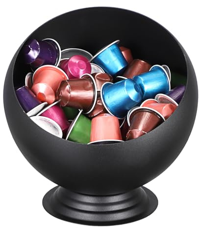 ELLDOO Coffee Pod Holder, Black Metal Coffee Pod Storage for K Cup Nespresso Vertuo Keurig, Creamer Organizer Candy Bowl Fruit Snacks Jar for Countertop Kitchen Breakroom