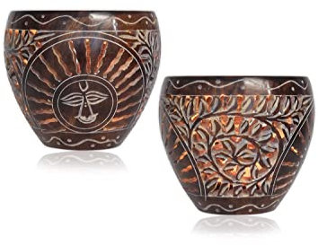 Budawi® Räucherstövchen Sonne & Engel – Speckstein braun ca. 8,5 × 10 cm mit Edelstahlsieb Ø 9 cm | Handgearbeitetes Räucher-Stövchen mit spirituellem Motiv