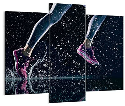 Bilder auf Leinwand 130x100cm Leinwandbild Laufen Lifestyle Leichtathletik Schuhe Groß Wanddeko Bild Schlafzimmer Set 3 teilige Wandbilder Dekoration Wohnzimmer Canvas Kunstdruck Art CB130x100-2900