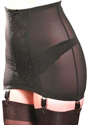 Premier Dessous Hüfthalter mit hoher Taille, Powermesh und 6 Strumpfhaltern (NDPG6DE) (2XL, Schwarz)