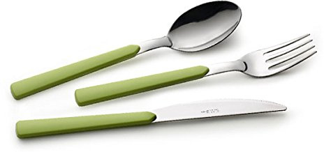 EME POSATERIA MADE IN ITALY - Servizio 24 Posate Tavola Fast 6 Persone Acciaio 18/C Moderne Colorate Giovanili, Colore Manico: Bianco 19