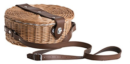 e-wicker24 Alles aus Weide Korgväska i naturlig färg, flätad väska i pil med bärrem av läder, damväska av vide, axelväska av vide, strandväska
