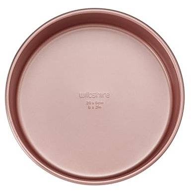Wiltshire Rose Gold Ø20cm Cake Tin, PFOA PTFE Free, Robust Cake Pan, Non-Stick Coating, Round Coated Baking Pie Tin, Sheet Steel Bakeware, 20x20x5cm