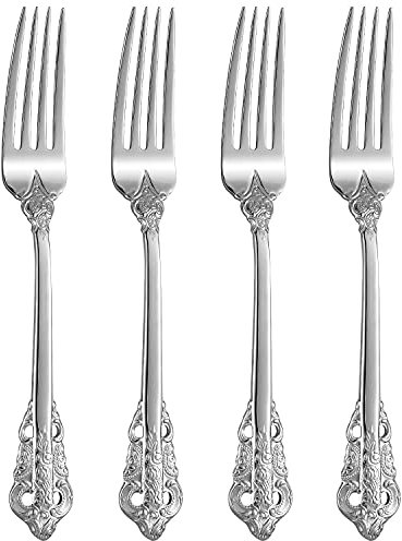 KEAWELL Luxury Dinner Fork, Set of 4, 18/10 Stainless Steel, 8 Inches, Dishwasher Safe, Mirror Polished, Silverware Fork Set (Silver)