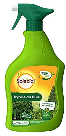 SOLABIOL Traitement Pyrale du Buis - A base d'Huile De Colza & Pyrèthre - Action Rapide Sur Larves et Chenilles - Prêt à l’Emploi - 750ml - Utilisable En Agriculture Biologique SOPYRPAL750N