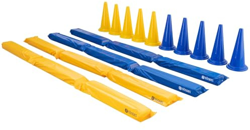 Dönges Pferdegasse für Bodenarbeit mit Tasche + je 5 gelbe und Blaue Leitkegel 48 cm (Arbeitsgassen Bodenarbeit Gassen Gymnastizierung Muskelaufbau Pferdegassen Positionsarbeit Richtläufer)