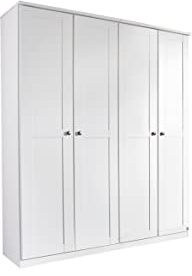 Rauch Möbel ROSENHEIM, Kleiderschrank, Farbe Weiß, Breite 181 cm | Schrank im Landhausstil, 4-türig, für Schlafzimmer, Kinderzimmer, Wohnzimmer, Garderobe, Flur