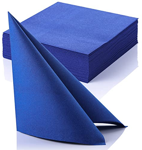 MORGIANA Servietten Blau 50 Stück Leinenservietten 40 * 40CM Einweg Eco Papierservietten Dunkelblau Stoffähnlich Servietten für Party Hochzeit Geburtstag Weihnachten Hochzeitsdeko