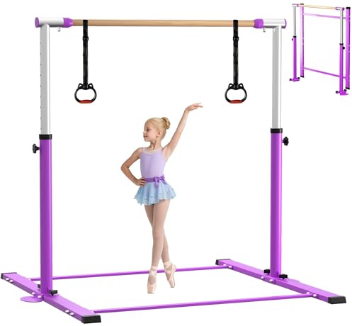 EL&IT·Wings Gymnastic Kip Bar,Horizontal Bar for Kids Girls Junior,3' to 5' Adjustable Height,Home Gym Equipment,Ideal for Indoor and Home Training,300lbs Weight Capacity