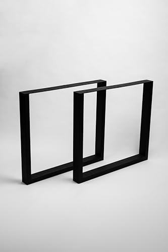 Homemetall 2 Stück Massive TISCHGESTELLE, Tischkufen für DIY Möbel wie Esstisch, Schreibtisch, Bistro | Vierkantprofil 80x40x2 | alle Größen | in Schwarz oder Industrieoptik | B800 x H720 Schwarz