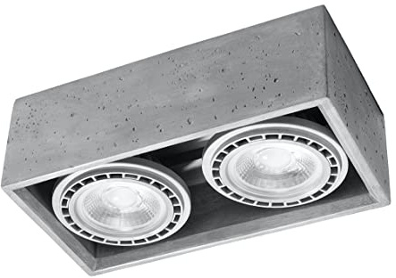 Licht-Erlebnisse Deckenlampe Beton 27 cm lang eckig 2-flammig GU10 Modern Grau Wohnzimmer Flur Spot Aufputz Deckenleuchte