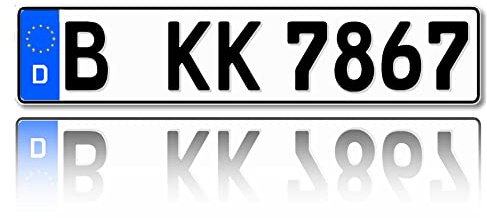 1 Euro-Kennzeichen | Kfz Kennzeichen DIN-Zertifiziert für Deutschland (520x110 mm)