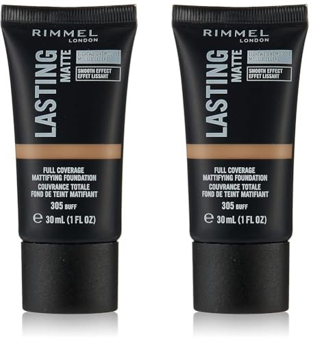 Rimmel Lasting Matte 305 Buff Foundation, 30 ml (Packung mit 2)