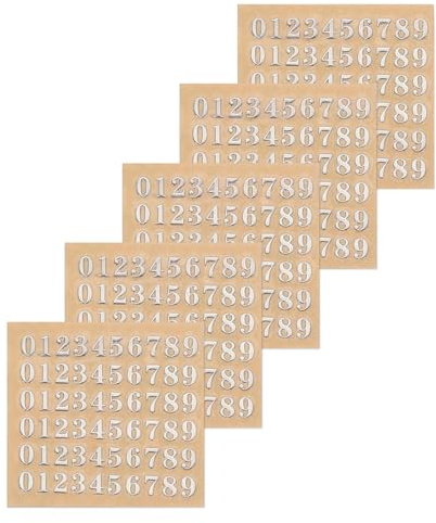 QUARKZMAN 5 Blätter Nummernaufkleber aus Harz 3D Klein 1 bis 9 Silber Mini Nummernaufkleber Metallischer Glanzlegierung für Harz-Nagel Scrapbooking 3mm