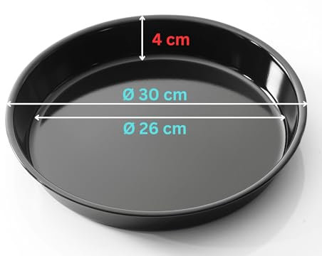 Uniq Dealz Pizza Emaille Backblech Rund 24,28,30,32,36,40 cm, Pizzablech emailliert rostfrei, Pizzabackblech für Pizza und Flammkuchen hitzebeständig bis 400 °C, Pizzaform universal (30 cm)