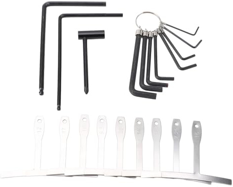 Gitarren-Einstellschlüssel-Set, Gitarren-Halsschlüssel-Set mit Radius-Messgerät, Gitarren-Reparatur-Werkzeuge für Gitarrenhals-Halsstäbe, Steg-Mechaniken