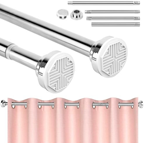 1 Barra para Cortina de Ducha sin Agujeros y Extensible,Fácil Instalación de Barras de Cortina de Ducha para Baños, Balcones, Armarios plateado,72-167cm,(diámetro de 26 mm)