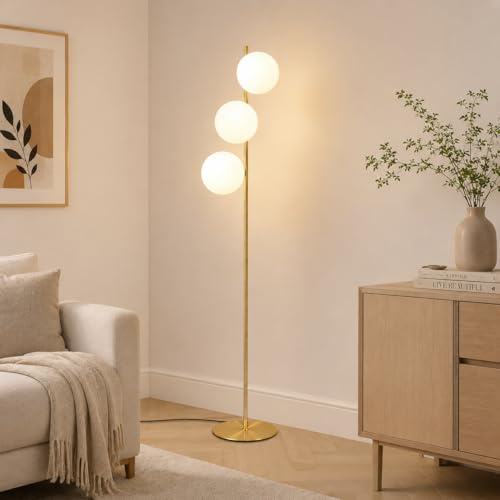 ZMH Lampada da terra moderna a stelo – 3 luci E27 design con interruttore a ped