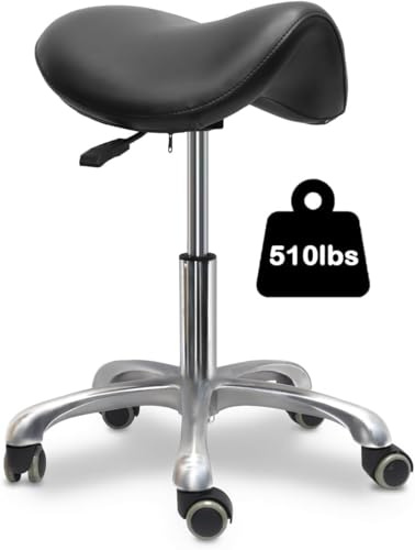 LIMKOMES Saddle Stool with Wheels,Rolling Stool,Rolling Chair Ergonomic Swivel Rolling Chair with Hydraulic Lifting Height Adjustable Rolling for Office Medical Massage Salon Drafting(Black)