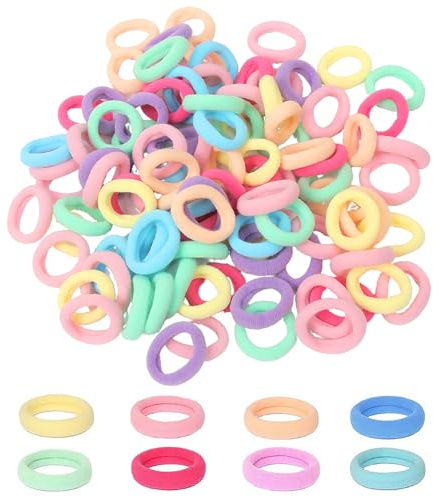 200 Pcs Baby Hair Bands,Cotton Bobbles for Girls, High Elasticity, Candy Colors, Toddler Hair Bands, 2.5 CM Diameter