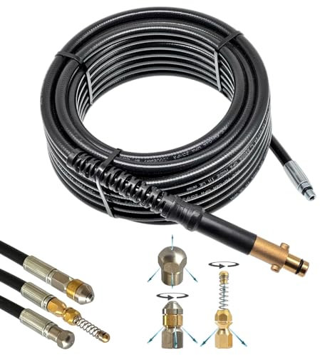 M&M Smartek Tuyau de nettoyage de canalisations compatible avec Nilfisk Alto Gerni - Pour siphon de WC - Raccord 1/8 - Tuyau haute pression