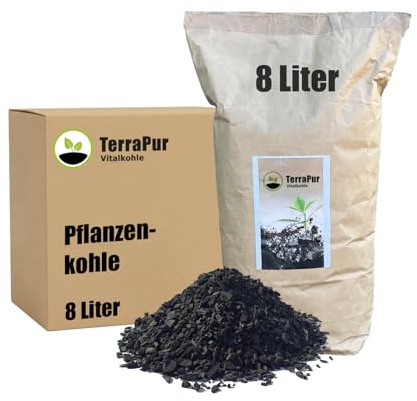 Miller TerraPur Vitalkohle 8 L – Pflanzenkohle & Bodenaktivator für Terra Preta I Biokohle Bodenverbesserer für Humusaufbau, Kompost, Hochbeet & Garten I Schwarzerde-Effekt, ohne Zusätze